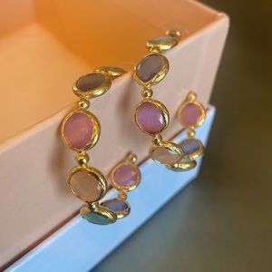 Gemstone hoop earrings
